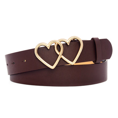 Peach heart double buckle belt woman