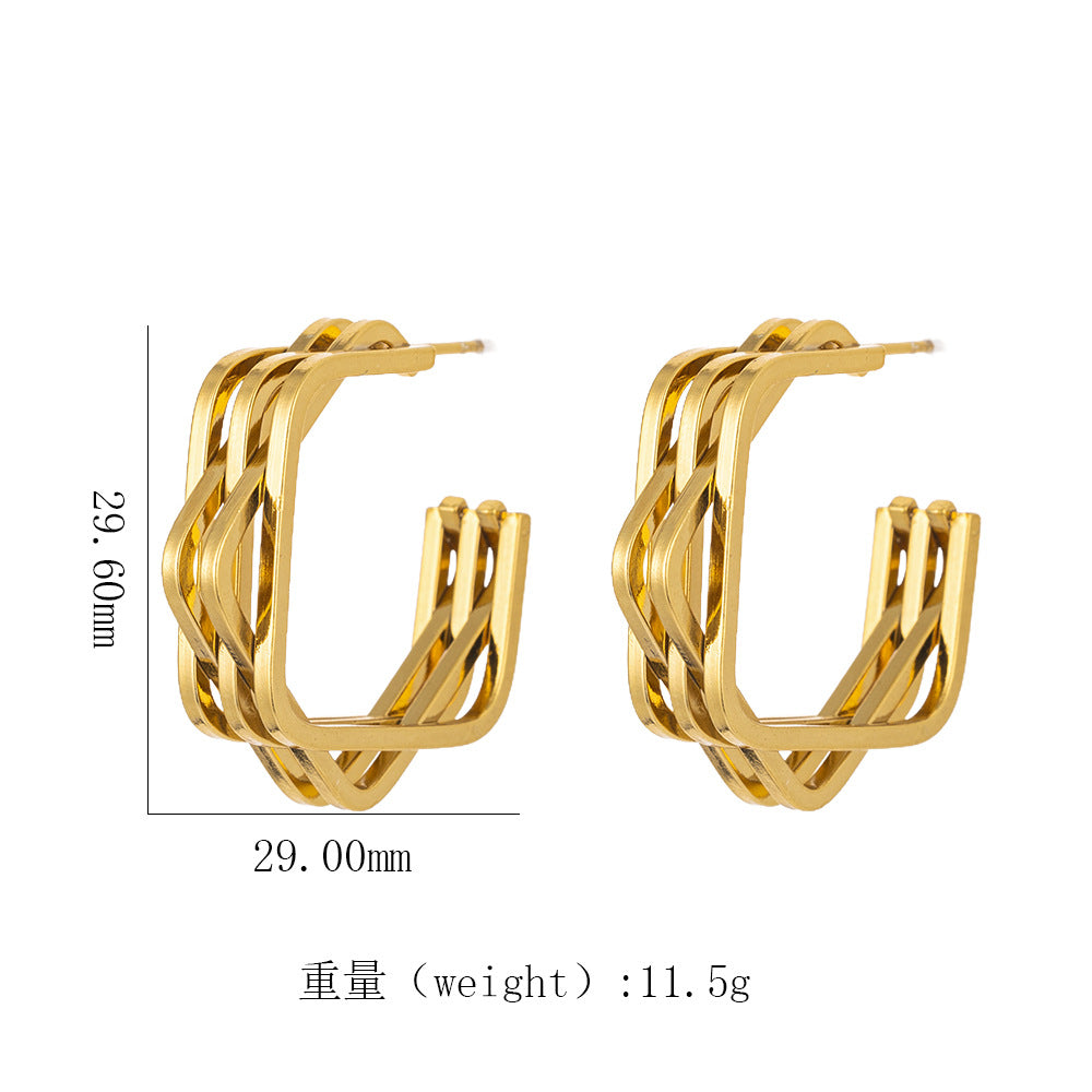 Women's 18K Gold Titanium Steel Geometric Hollow Spiral Bracelet