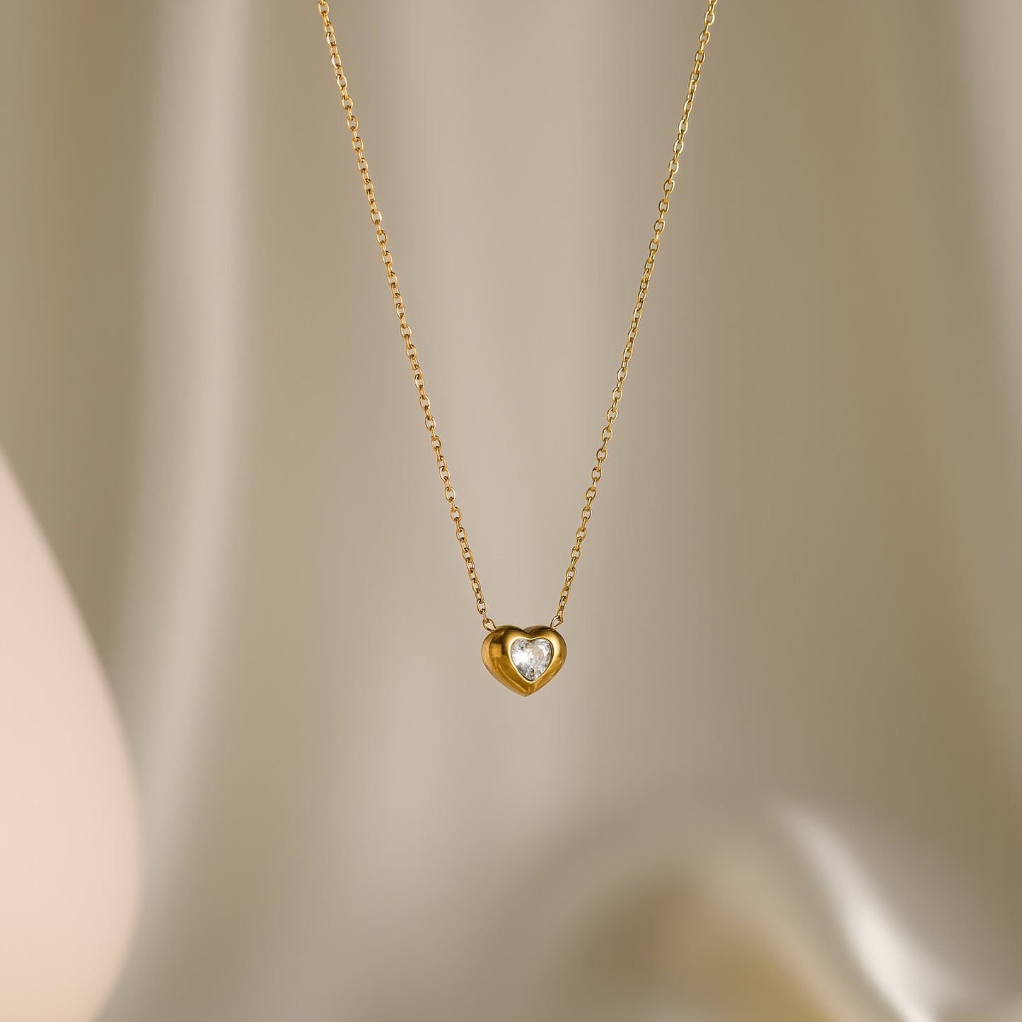 Women's 18K Gold-Plated Titanium Steel Heart Zircon Necklace