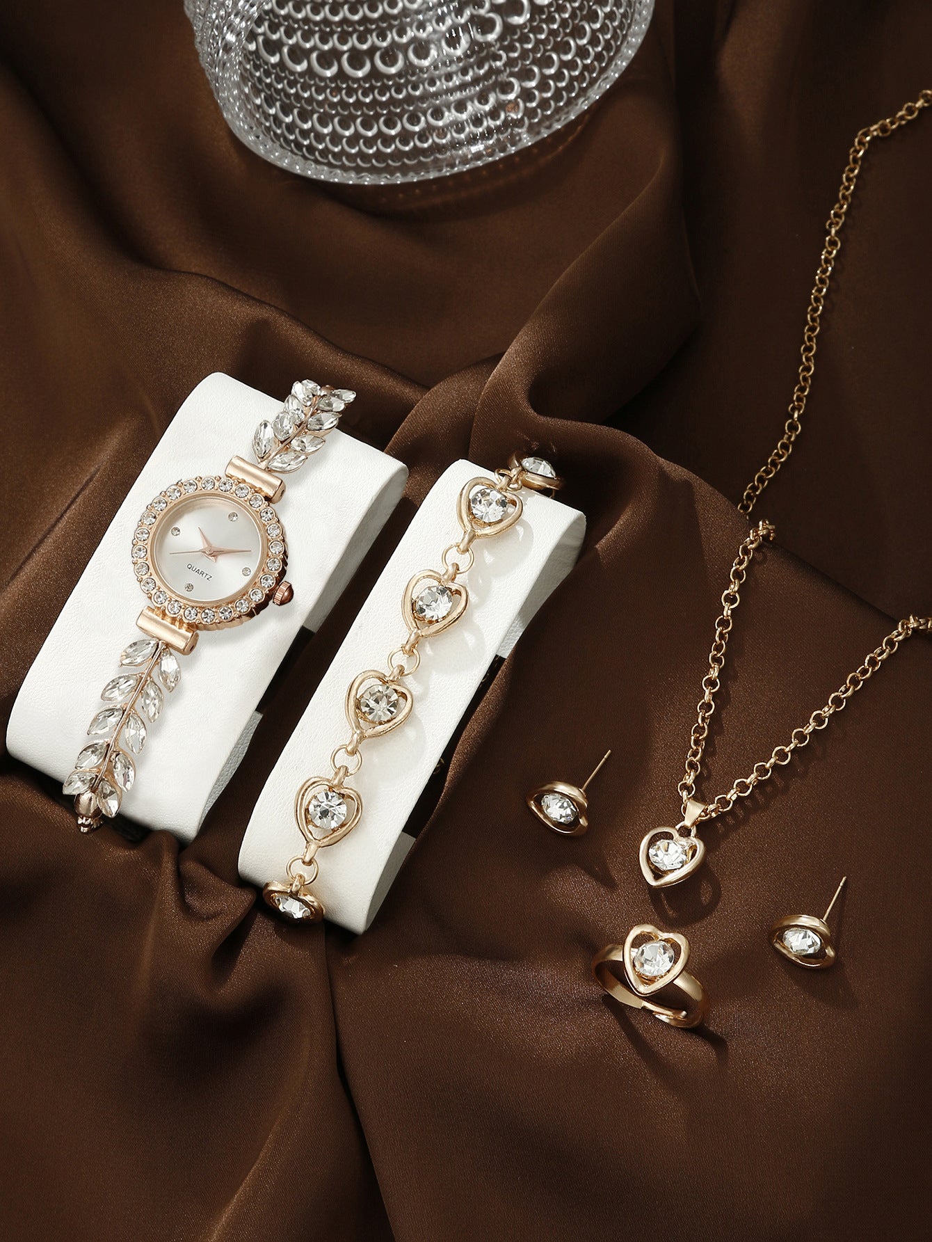 Quartz bracelet watch jewelry set