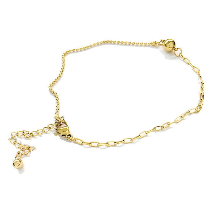 Women's Non-Fading Titanium Steel Anklet with 18K Gold Beads