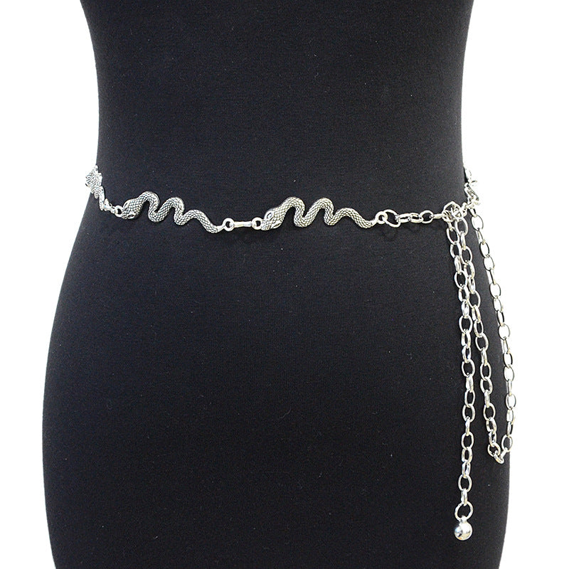 Snake buckle pattern metal chain waist chain