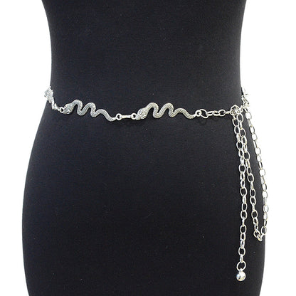 Snake buckle pattern metal chain waist chain