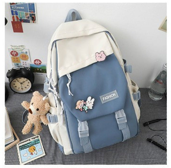 Casual tooling style double shoulder schoolbag