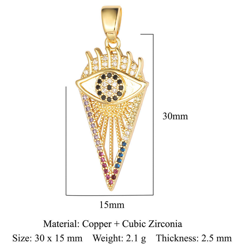 Palm flower sun color zirconium copper pendant