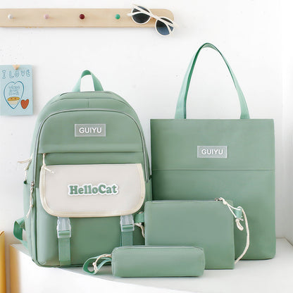 4-piece large capacity student backpack