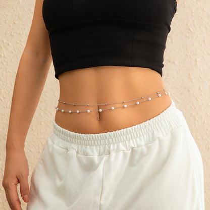 Cadena corporal de perlas de imitación para fiesta de moda 