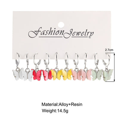 Colorful butterfly earrings set 5 pieces