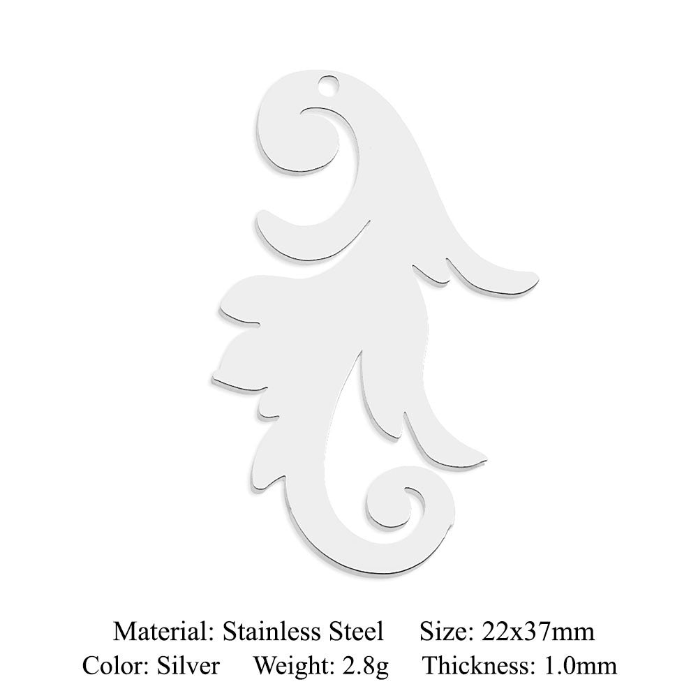 5 pcs/bag Ocean Wave Fish Scale Titanium Steel Pendant