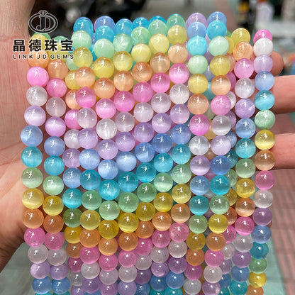 Cuentas sueltas de piedra de yeso arcoiris 