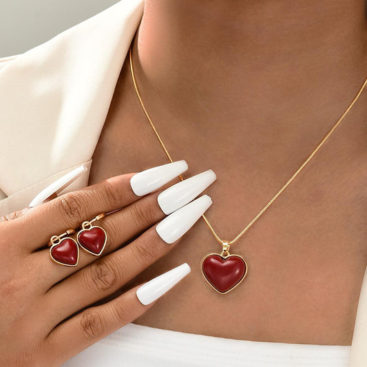 Red Love Heart Jewelry Set