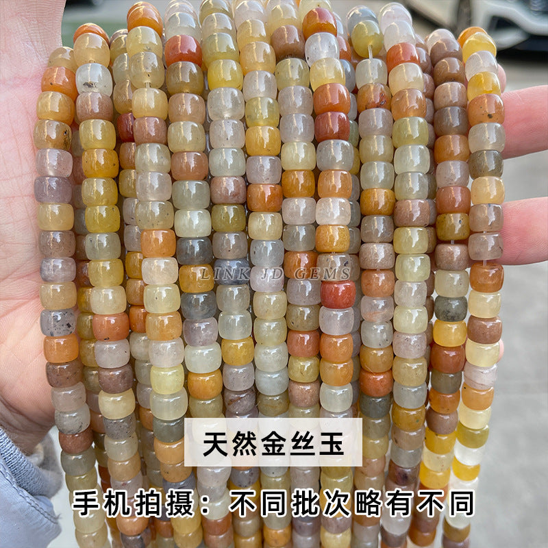 8/10Mm natural green Dongling jade old-shaped beads loose beads