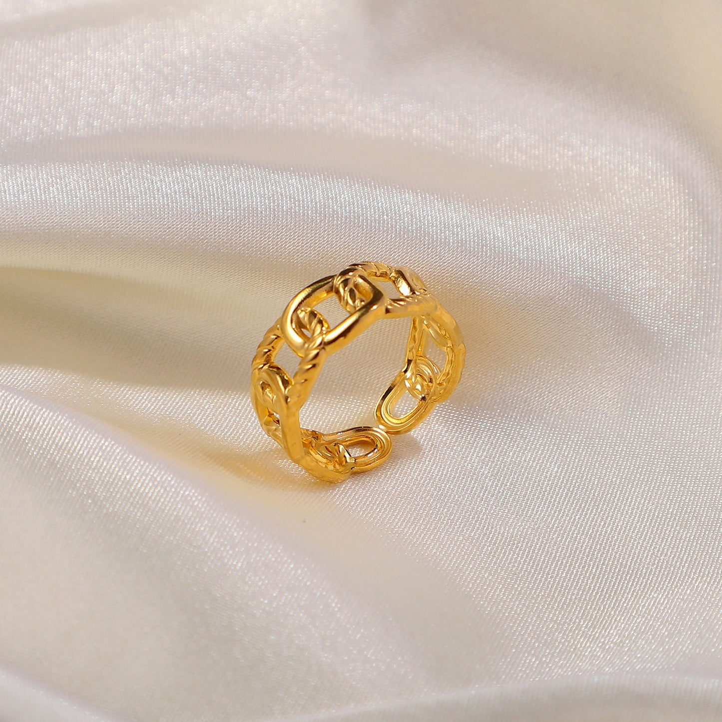 Steel twist chain open ring jewelry