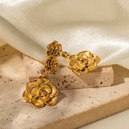 Rose pendant earrings