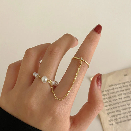 Anillo vintage de una pieza con perla