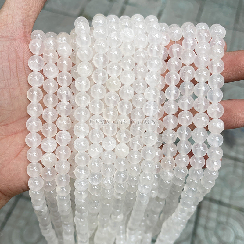 Afghanistan white jade loose beads milk white jade round beads