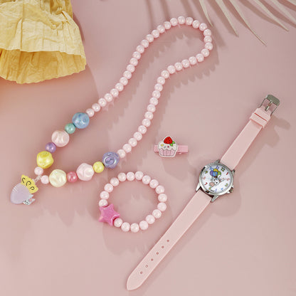 Children's Silicone Watch Hairpin Bracelet Set