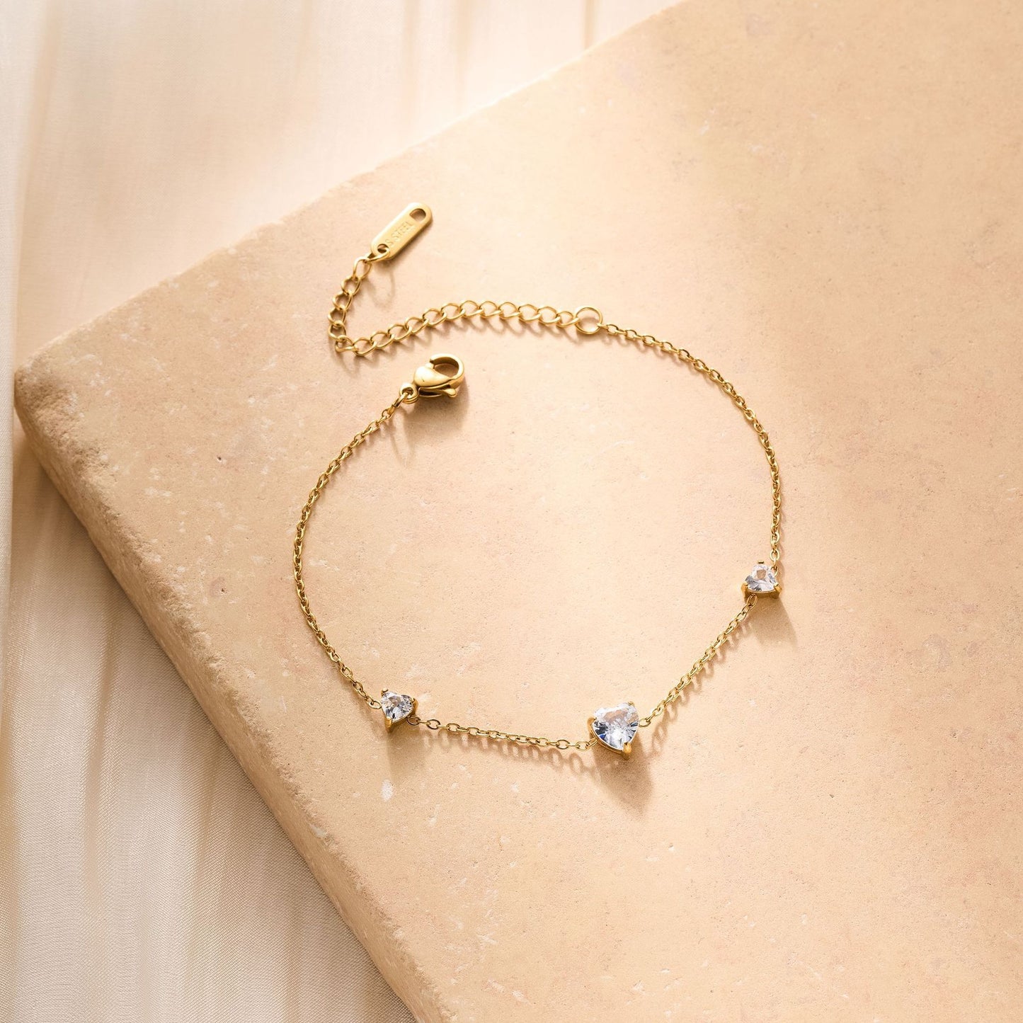 Stainless Steel Zircon Triangle Bracelet