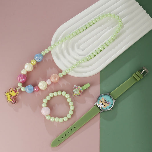 Silicone watch unicorn women's jewelry set