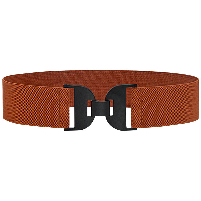 Elastic elastic pair buckle wide belt