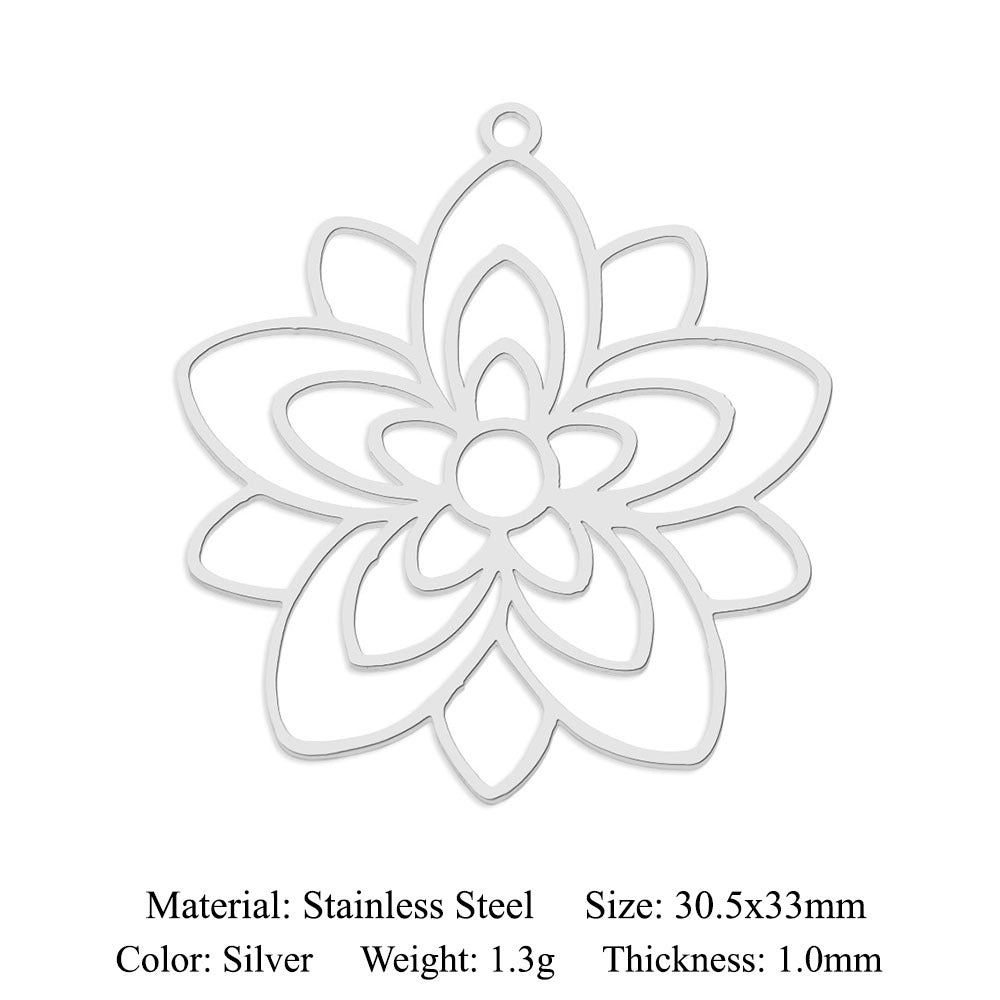 5 pcs/pack, mushroom flower titanium steel pendant.