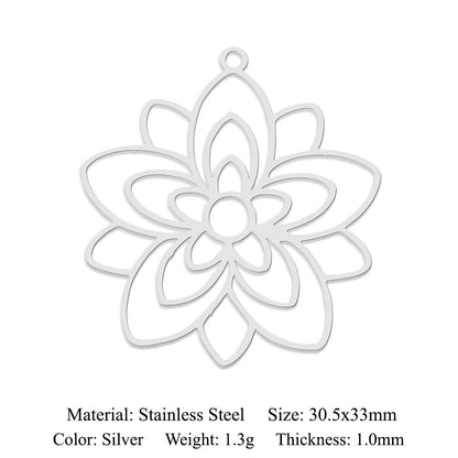 5 pcs/pack, mushroom flower titanium steel pendant.