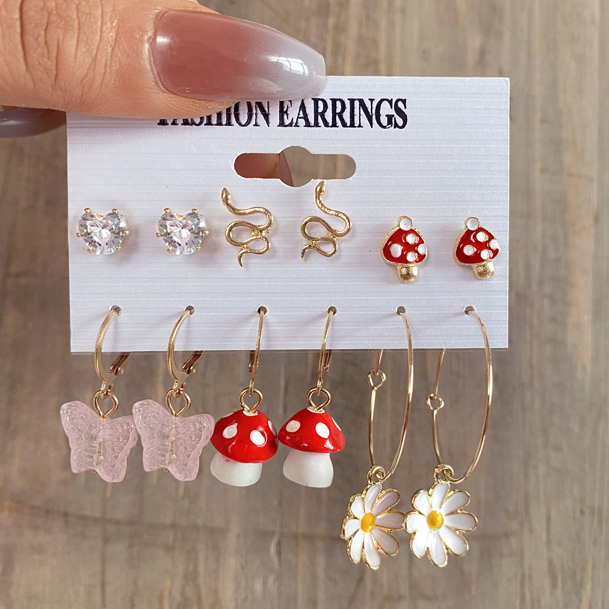 Mushroom & Snake Stud Earrings