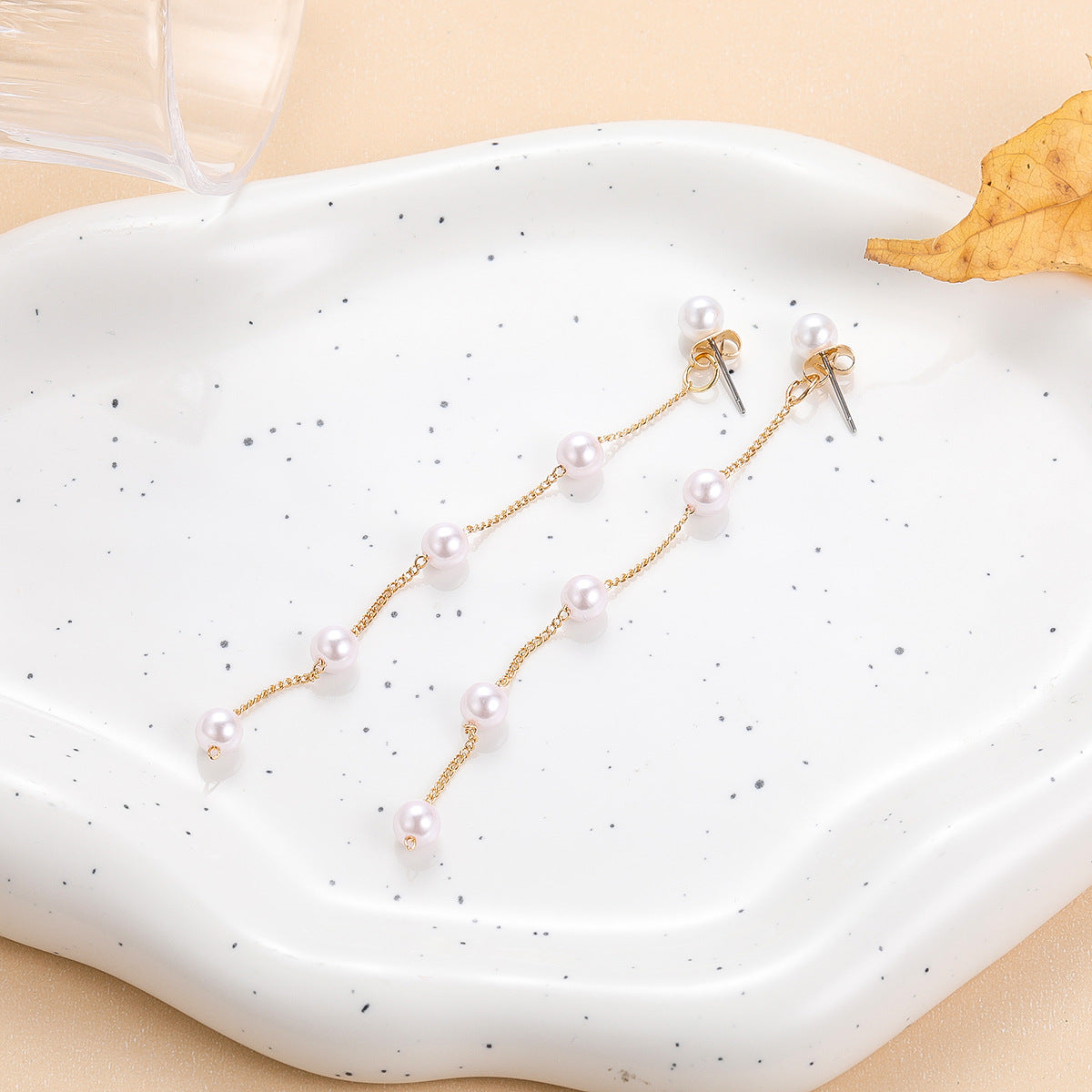 French Retro Pearl Tassel Earrings