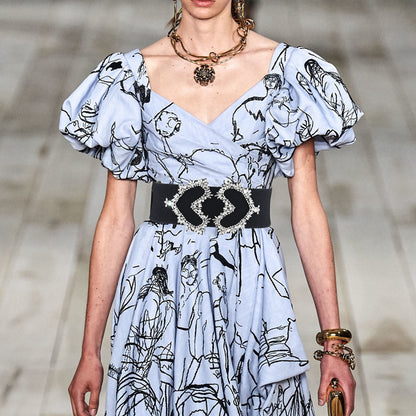 Elastic waist seal hand-sewn rhinestone crystal