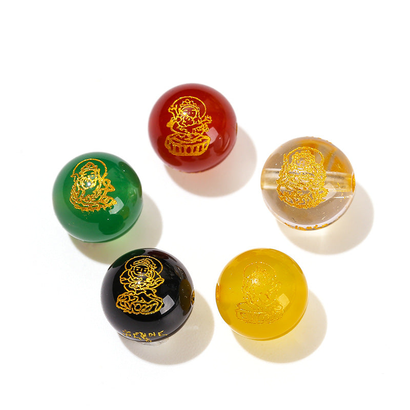 God of Wealth bronzing agate crystal loose beads