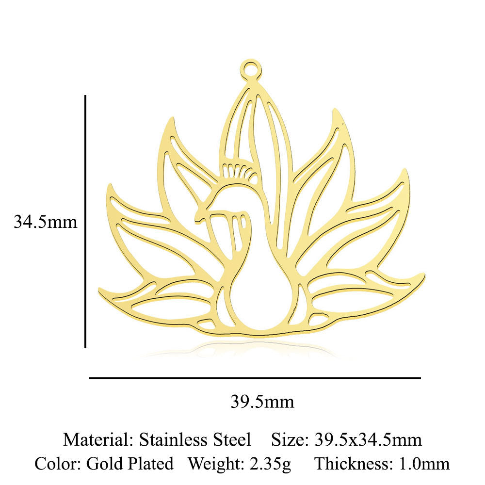 5 pcs/bag, mermaid tail titanium steel pendant.