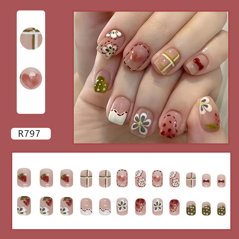 Graffiti Floral Colorful Fake Nails