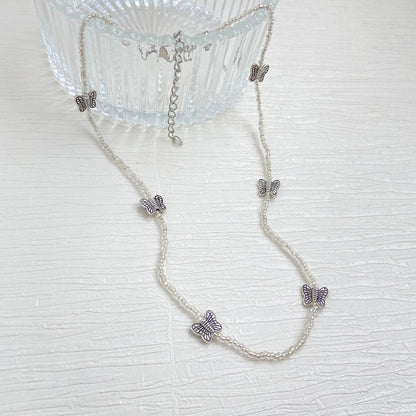 Rice beads butterfly mixed jewelry necklace women