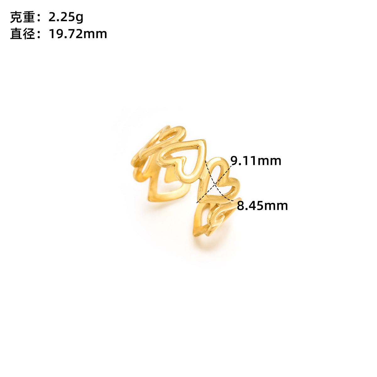 Stainless steel love open ring