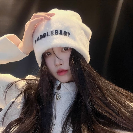 Gorro de punto de invierno blanco para cabezones 