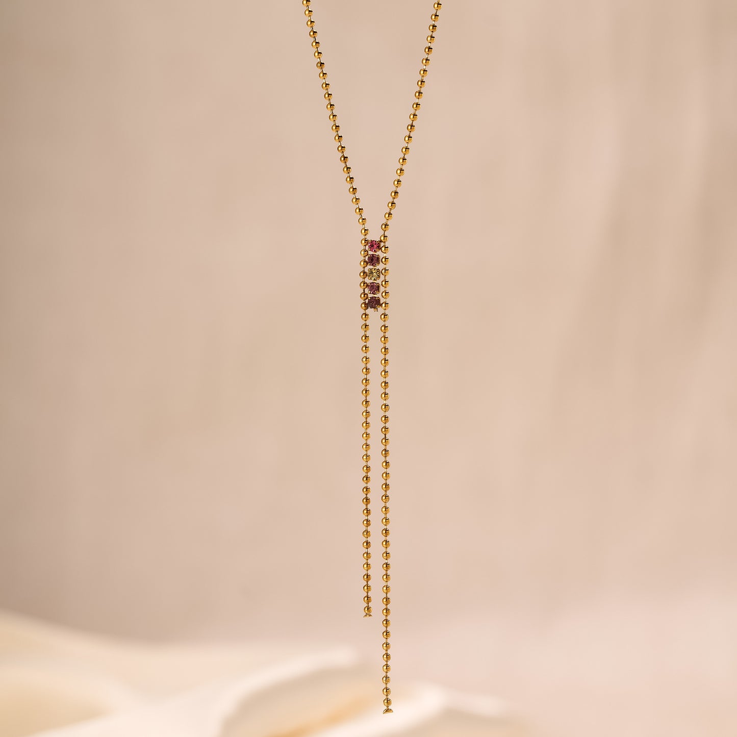 Tassel long Y-shaped titanium steel necklace