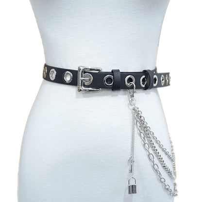 Punk punched leather belt