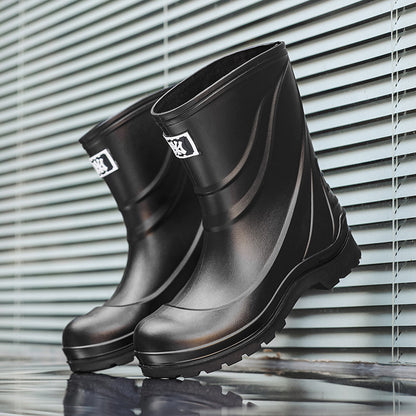 Rain shoes men's medium tube thick sole wear-resistant