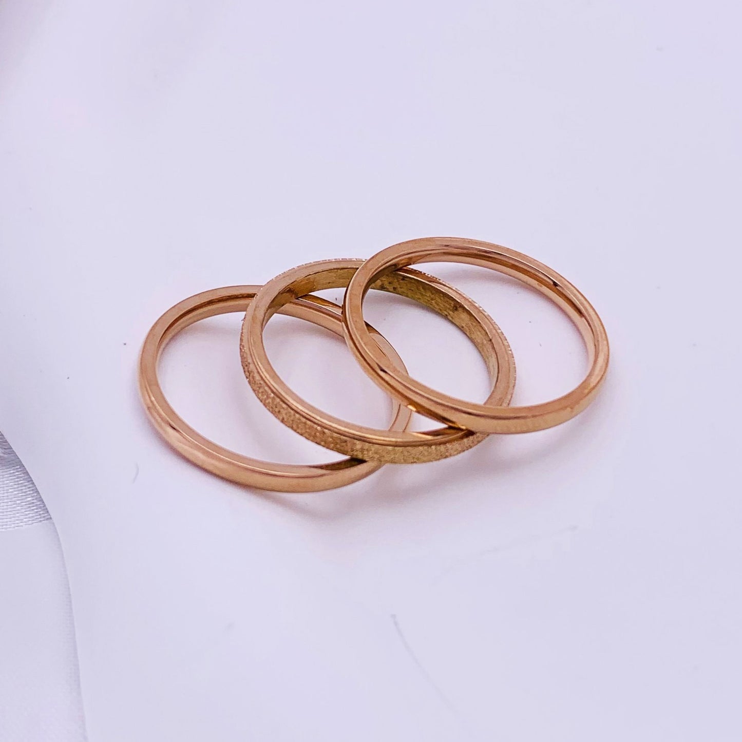 Women's Titanium Steel 3-Piece Retro Ring Set