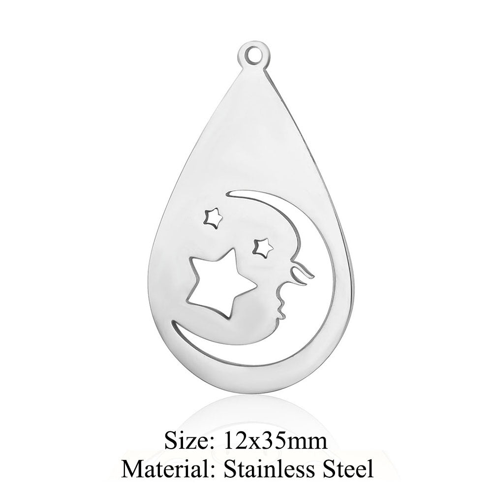 5 pcs/pack, water drop sun titanium steel pendant.