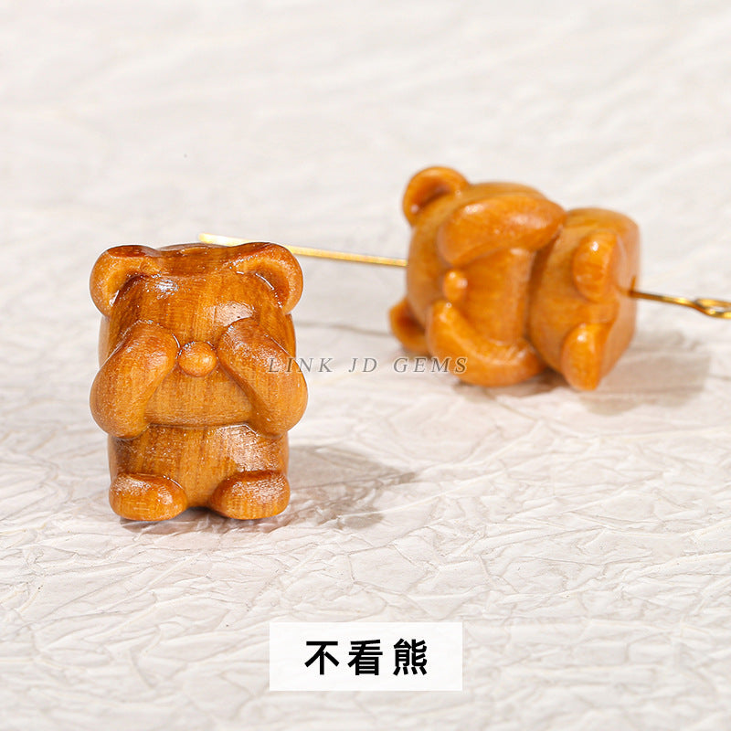 Barbie sandalwood pet bear wooden pendant