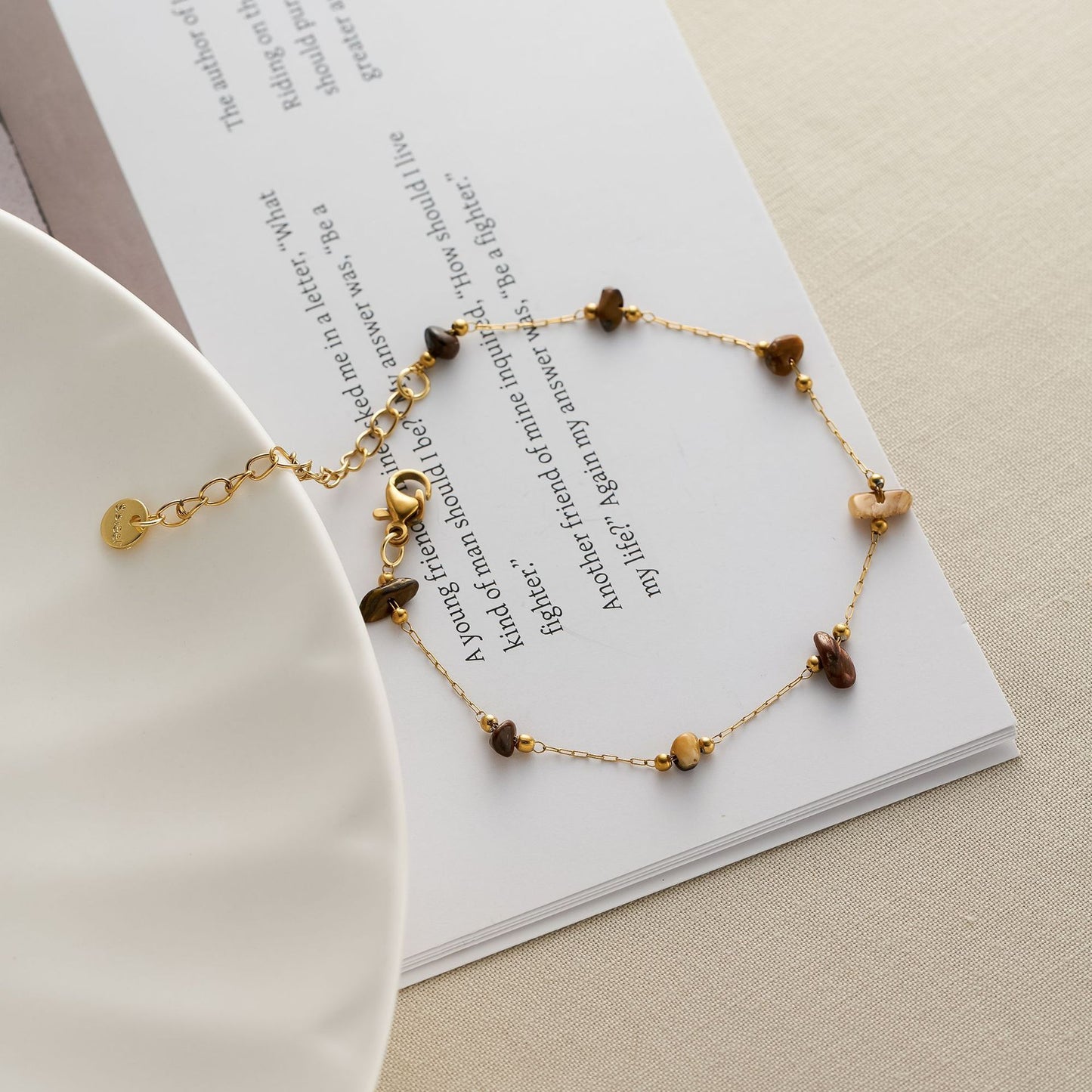 Titanium steel bracelet tiger's eye simple jewelry