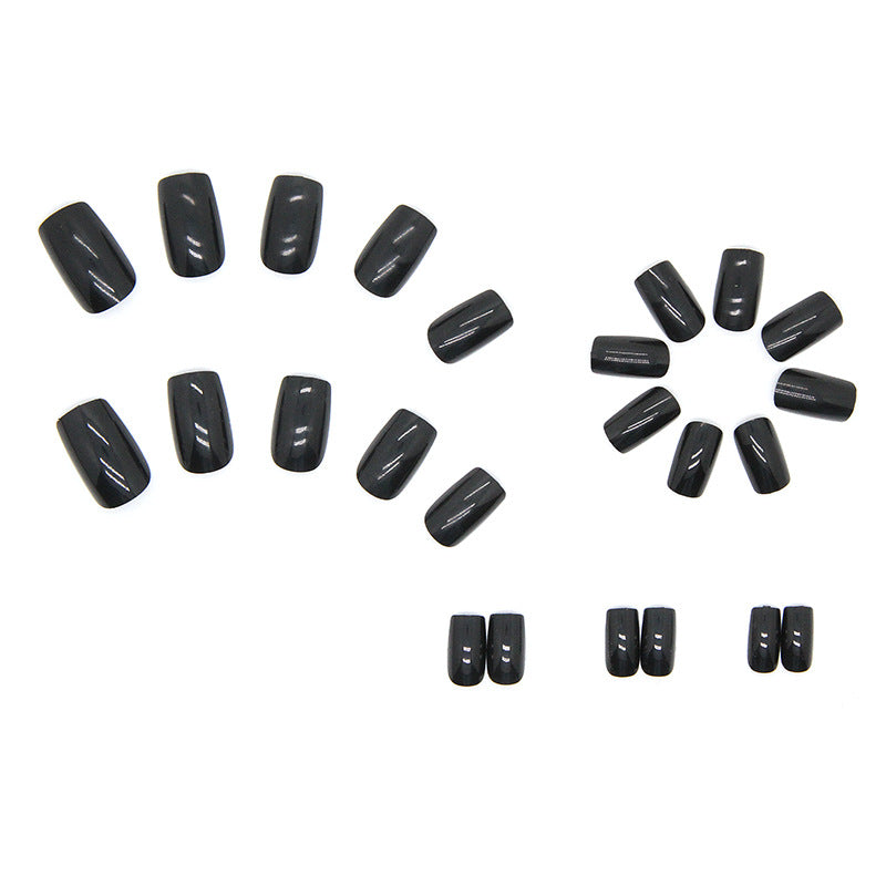 Glossy Black Square Nails