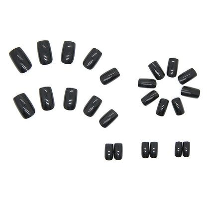 Glossy Black Square Nails