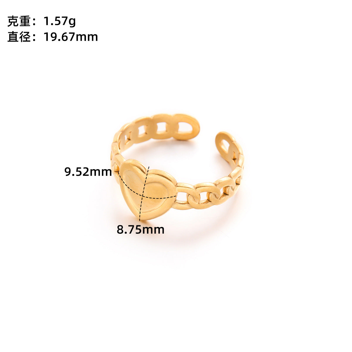 Retro Wide-Pleated Heart Titanium Steel Ring — 18K Gold Plated