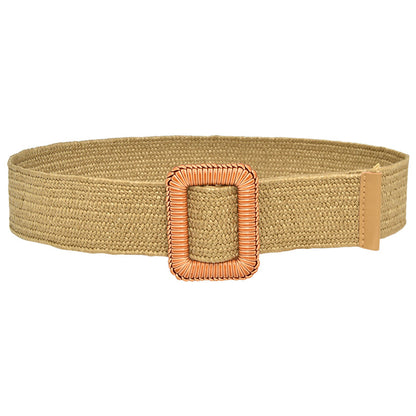 Simple woven wooden round buckle belt