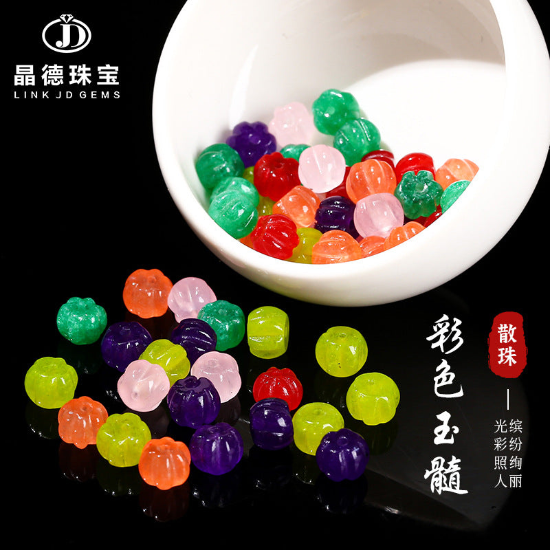 Perlas sueltas de calabaza de calcedonia de color de 6*8 mm 