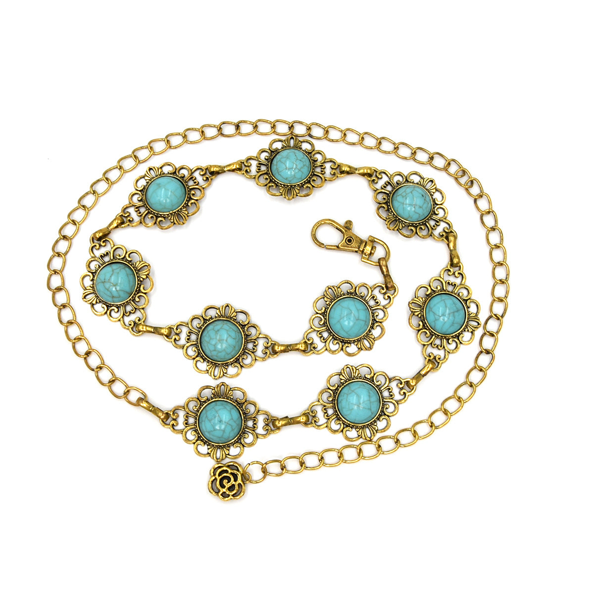 Crystal gemstone metal waist chain wholesale