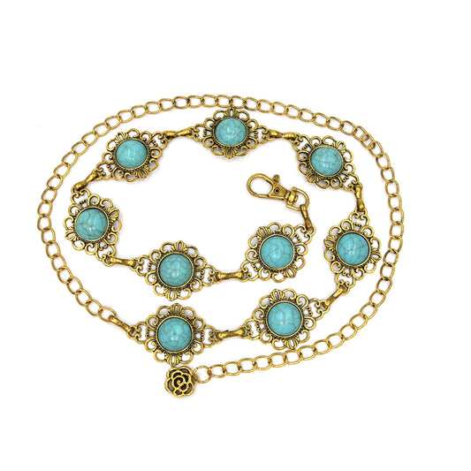 Crystal gemstone metal waist chain wholesale