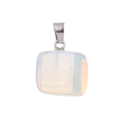 Crystal amorphous semi-precious stone cube pendant